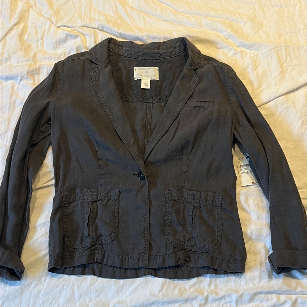 Caslon Grey Casual Linen Soft Jacket Blazer